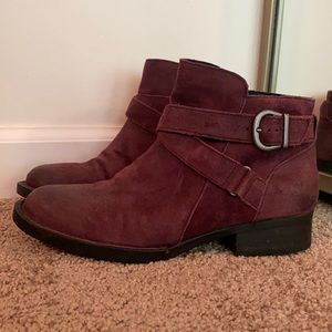 Born purple leather ankle boots